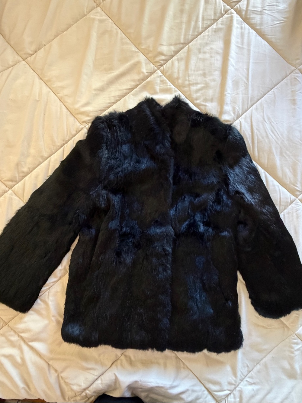 Vintage 1970’s OPERA Black 100% Rabbit Fur Coat. NTN. Size M. No Wear Marks.